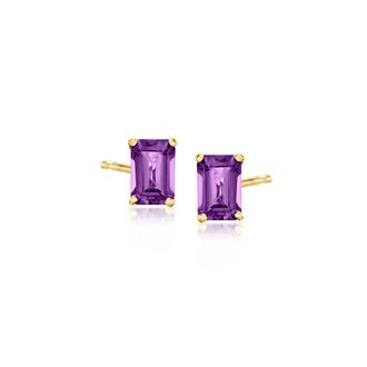 RS Pure by Ross-Simons Amethyst Stud Earrings in 14kt Yellow Gold