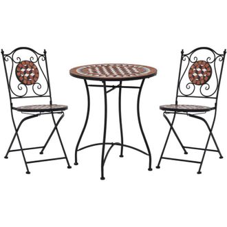 vidaXL Set Bistr&ograve; 3 pz con Mosaico in Ceramica Terracotta - Vidaxl