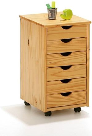 Inter Link SAS Cassettiera Ufficio Nils 6 Cassetti 36x40x65h Pino Massello Finitura Naturale