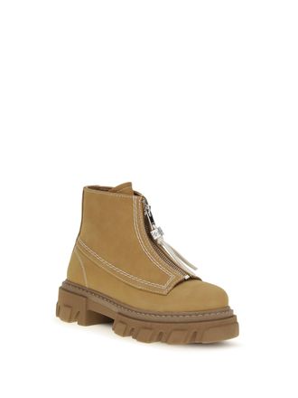 Ganni Cleated Lug Sole Boots - Brown