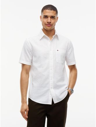 Tommy Hilfiger Mens Regular Fit Seersucker Shirt - White - XL
