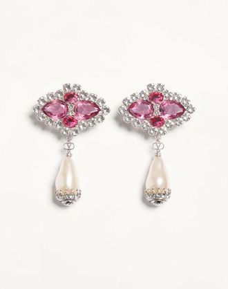 Valentino Garavani Pas Plus Earrings in Metal, Resin, Enamel and Crystals Wo