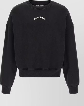 Palm Angels cotton logo print crew neck sweatshirt