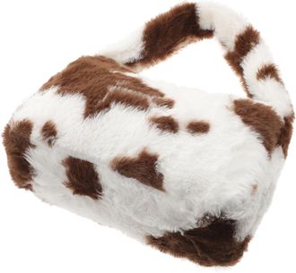 Supvox Furry Women Shoulder Bag Small Plush Tote Cute Purse Underarm Handbag Brown Casual Winter Autumn Bag