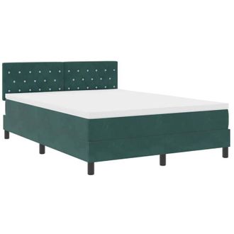 vidaXL Vidaxl - Cama Con Somier Y Colch&oacute;n Verde Oscuro 140 X 190 Cm Tela
