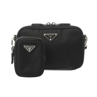 Prada Black Nylon Leather Pouch Shoulder Bag (Pre-Owned)