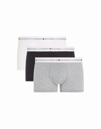 Tommy Hilfiger Mens 3-Pack Premium Essential Boxer Trunks, Black/White/Grey - Size: 35/34/32