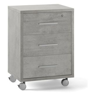 OEM Cajonera De Oficina Con Tres Cajones Con Ruedas Beton Cemento 51x41x H71 Cm