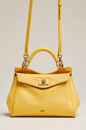 JW PEI Lucia Croc-Embossed Faux Suede Top Handle Bag