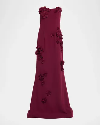 Rene Ruiz Strapless Floral Applique Trumpet Gown