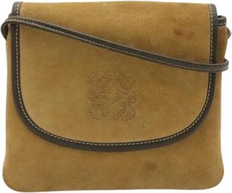Loewe Pre-owned Suede Leather Shoulder Bag - Dames - Vintage Schoudertas - Beige - ONE Size - Leer - Vintage