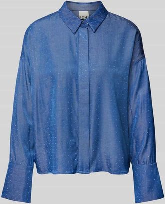 Ichi Relaxed Fit Bluse mit &uuml;berschnittenen Schultern Modell PIPER in Rauchblau, Gr&ouml;&szlig;e 42