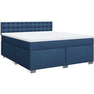 vidaXL Cama Box Spring Con Colch&oacute;n Tela Azul 180x200 Cm Vidaxl