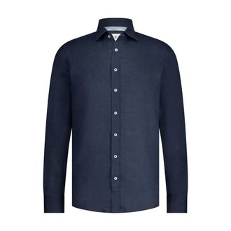 State of Art Effen Linnen Overhemd Lange Mouw - Heren - Casual Overhemden - Blauw - 3XL - Linnen - Overhemden