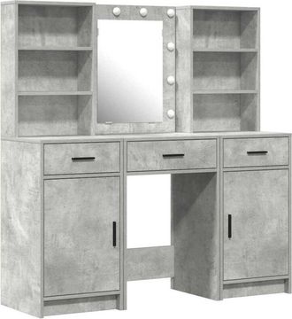 vidaXL Conjunto De Mesa De Tocador Con Caj&oacute;n 3 Pcs Gris Concreto Vidaxl