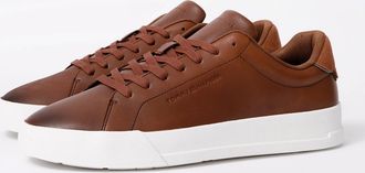 Tommy Hilfiger Mens Tommy Hilfiger TH Core Leather Mens Court Trainers - Winter Cognac - Brown - Size: 10.5