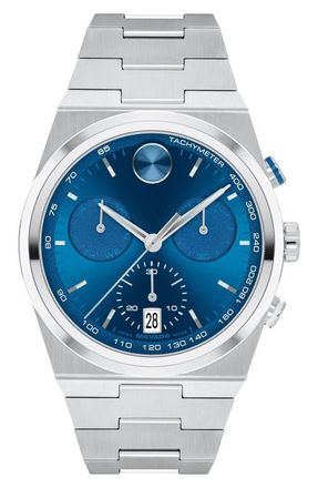 Movado Bold Quest Bracelet Chronograph Watch, 42mm in Blue at Nordstrom