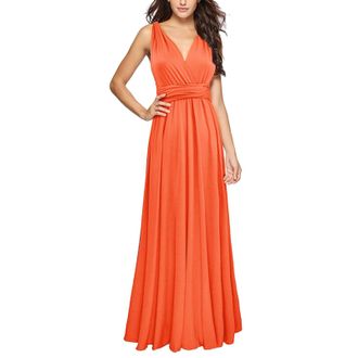 Generic Prom Party Wrap Dress Long Multiway Dresses Dresses for Bridesmaids Wedding Guest Dresses for Women S XL Womens Plus Size Formal Long Dresses (Orange,