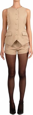 Parentezi Liv Front Button Vest In Camel