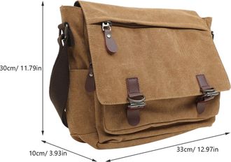 Frcolor PACKOVE MenS Canvas Crossbody Bag Khaki Adjustable Shoulder Messenger Bag for Students and Casual Wear, Medium-Sized Cross Body Purse with Large Capac