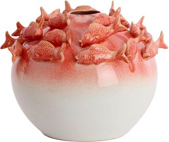 Light & Living Light&living - Vaso De Cer&aacute;mica Fish En Coral Y Crema - &Oslash;41,5x32