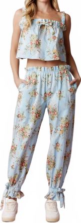 Peach Love California Tilda Straight Pants In Blue