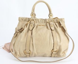 Miu Miu Yellow Leather Handbag Shoulder Bag Tote Bag (Pre-Owned)