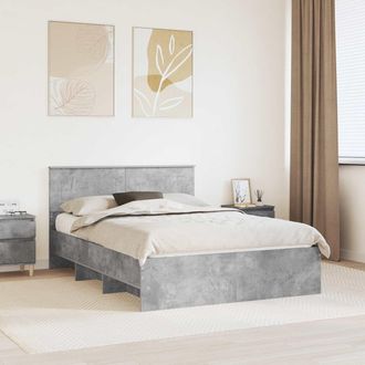 vidaXL Estructura De Cama Con Cabecera Gris Concreto 160 X 200 Cm Vidaxl