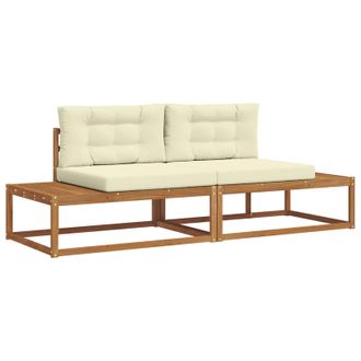 vidaXL Conjunto De Sof&aacute;s De Exterior Con Coj&iacute;n Natural Y Crema Vidaxl