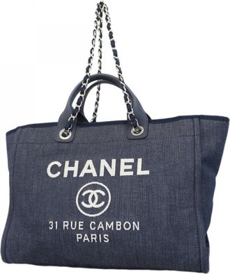 Chanel Navy Denim Tote Bag (Pre-Owned)