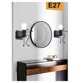 Trade Shop Trade Shop Traesio - Trade Shop - Applique Da Parete Decorativo Forma Di Omino Seduto In Metallo Attacco E27 Aq51 - Negro