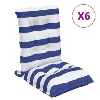 vidaXL Cojines Silla Respaldo Bajo 6 Uds Tela Oxford Rayas Azul Blanco Vidaxl