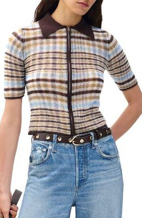 Rag & Bone Leva Short Sleeve Zip Cardigan in Ivory Multi at Nordstrom Rack, Size X-Small