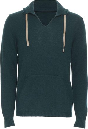 Undercover 100% wool dark green ribbon drawstring V-neck pullover sweater S