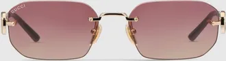 Gucci Rectangular-frame Sunglasses, Gold