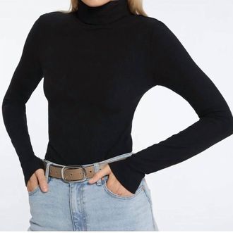 Sanctuary Rib Essential Turtleneck Top In Black