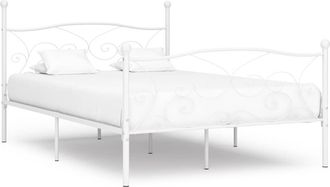 vidaXL Vidaxl - Estructura Cama Con Somier Sin Colch&oacute;n Metal Blanco 140x200 Cm
