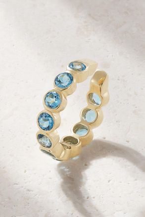 42 Suns Ear Cuff In Oro 14 Carati Con Topazi - Blu