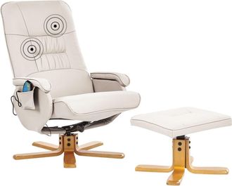 Beliani Sill&oacute;n de masaje con reposapi&eacute;s Piel sint&eacute;tica Beige claro