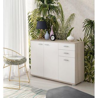 Dmora Aparador Meldola, Alacena Con Estante, 2 Cajones, 3 Compartimentos, 103x34x74h Cm Olmo Marr&oacute;n