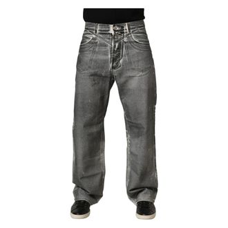 Dolce & Gabbana Straight Jeans, male, Gray, Size: S Mid Waist Straight Denim Jeans