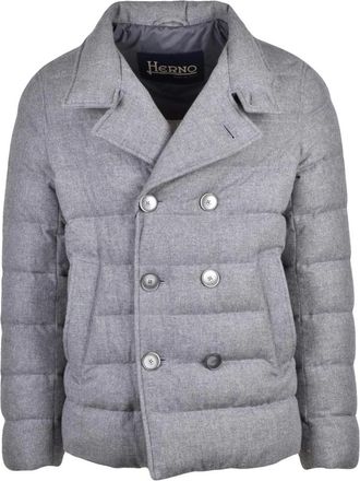 Herno Giaccone Doppiopetto - Heren - Winterjassen - Grijs - M - Wol - Jassen