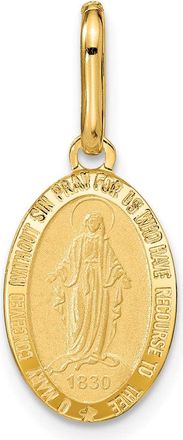 Diamond2Deal 14k Yellow Gold Polished and Matte Oval Miraculous Medal