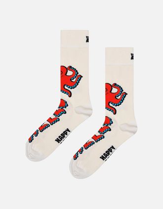 Happy Socks Womens Helloctopus Socks, White - White/White - Size: 9.5/12.5/12/11.5/11/10.5/10/13/9/8/8.5