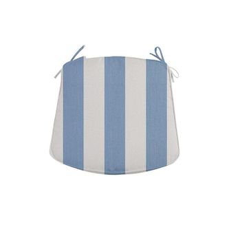 Ballard Designs Replacement Chair Cushion - 21x18.5 - Box Edge, Canopy Stripe Cornflower/White Sunbrella - Ballard Designs