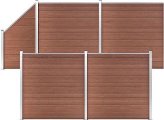 vidaXL Vidaxl - Set De Valla 4 Cuadradas + 1 Oblicua Wpc Marr&oacute;n 792x186 Cm