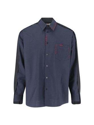 Marni Two-Tone Shirt - Navy/Red/Black