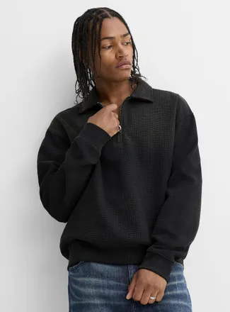 Guess Mens Washed waffle Polo Shirt