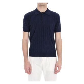 Roberto Collina Polo Shirts, male, Blue, Size: L Rombi Polo