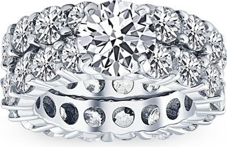 Pompeii3 9 1/2ct Diamond Eternity Engagement Ring Wedding Set 14k White Gold